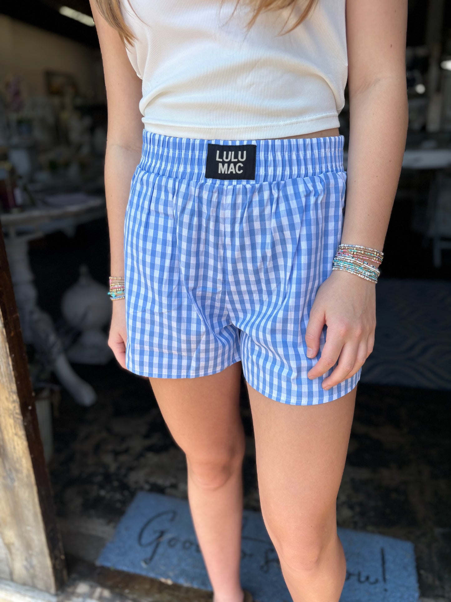 LULU MAC Blue Gingham Boxer Short